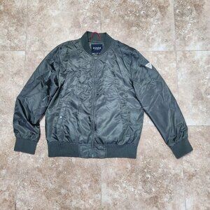 Guess Army Green Bomber Jacket Military Full Zip Up Mens